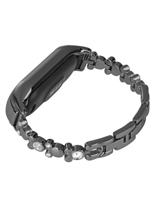 For Xiaomi Mi Band 9 NFC / Mi Band 9 / Smart Band 8 NFC / Smart Band 8 Watch Strap Rhinestone Decor Metal Wrist Band Bracelet - Black