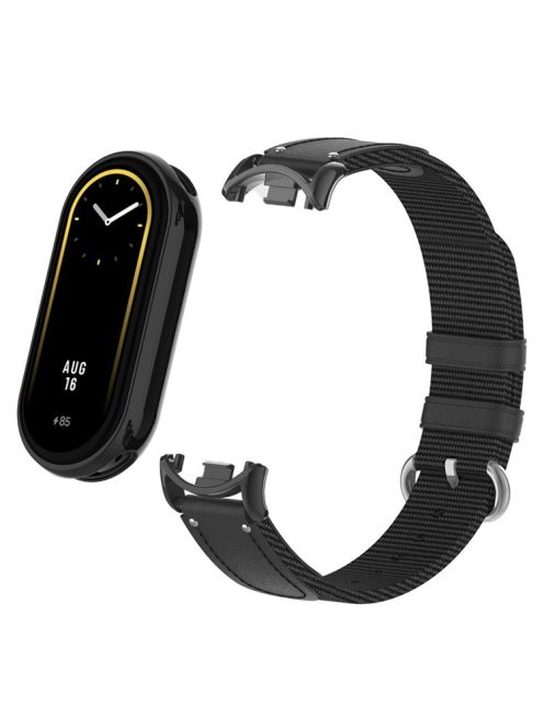 For Xiaomi Mi Band 9 NFC / Mi Band 9 / Smart Band 8 NFC / Smart Band 8 Woven Canvas Smartwatch Strap Adjustable Watch Band - Black