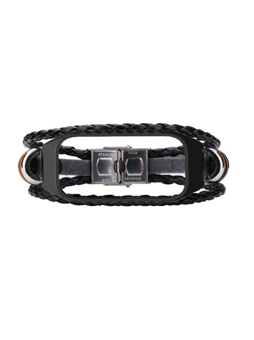 For Xiaomi Redmi Band 2 Watch Band Boho Bead Metal Jewelry Retro Strap DIY Bracelets - Black