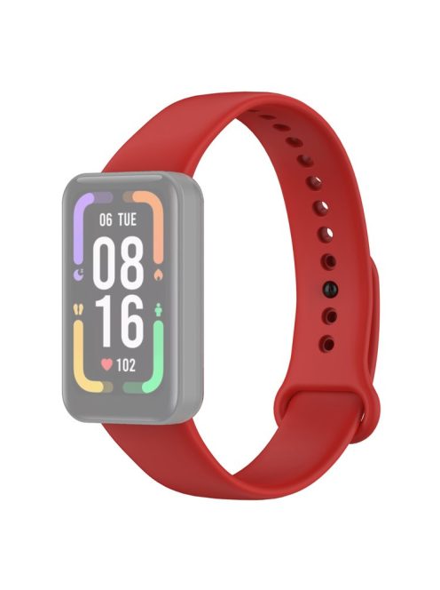 For Xiaomi Redmi Smart Band Pro Solid Color Soft Silicone Watch Band Adjustable Wrist Strap - Red