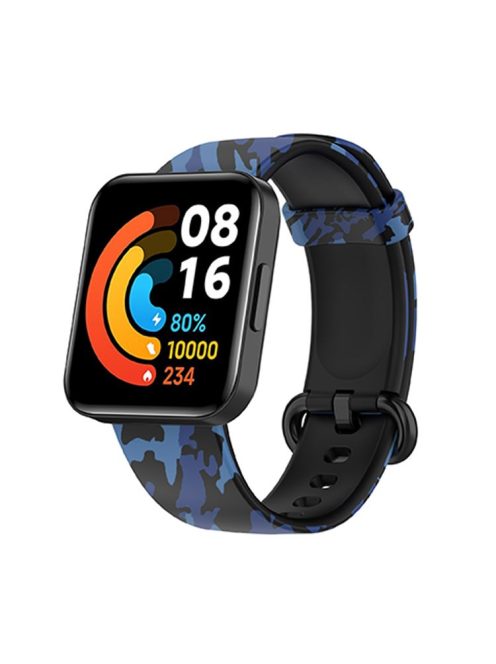 For Xiaomi Redmi Watch 2 Lite Pattern Printed Watchband Adjustable Silicone Smart Watch Strap - Camouflage Blue