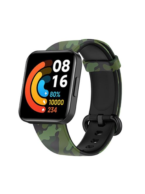 For Xiaomi Redmi Watch 2 Lite Pattern Printed Watchband Adjustable Silicone Smart Watch Strap - Camouflage Green