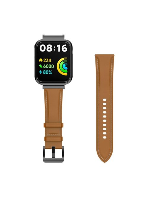 For Xiaomi Redmi Watch 2 Lite Replacement Genuine Leather Strap Adjustable Watch Band - Light Brown