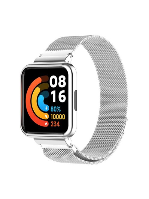 For Xiaomi Redmi Watch 2 Lite Stainless Steel Replacement Band Milanese Wrist Strap with Watch Case - Silver