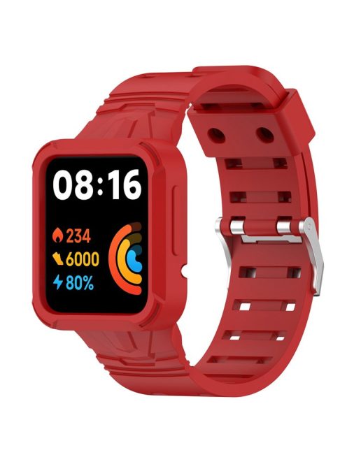 For Xiaomi Redmi Watch 2 Lite/Mi Watch Lite2/Lite1 Universal Silicone Watchband Wrist Strap Sports Watch Quick Release Watch Band Case with Buckle - Red