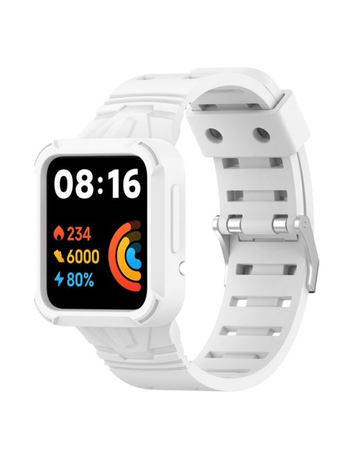 For Xiaomi Redmi Watch 2 Lite/Mi Watch Lite2/Lite1 Universal Silicone Watchband Wrist Strap Sports Watch Quick Release Watch Band Case with Buckle - White