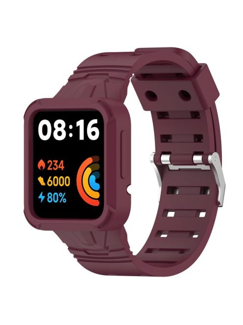 For Xiaomi Redmi Watch 2 Lite/Mi Watch Lite2/Lite1 Universal Silicone Watchband Wrist Strap Sports Watch Quick Release Watch Band Case with Buckle - Wine Red