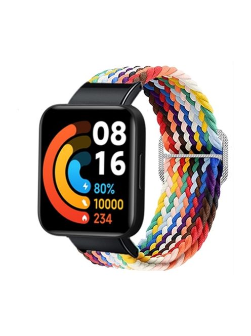 For Xiaomi Redmi Watch 2 Replacement Wrist Band Braided Nylon Elastic Smart Watch Strap with Metal Connector - Rainbow Color