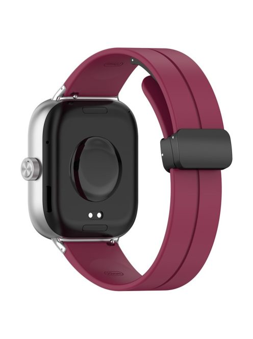 For Xiaomi Redmi Watch 4 / Smart Band 8 Pro Silicone Strap Replacement Wrist Band with Folding Buckle - Wine Red