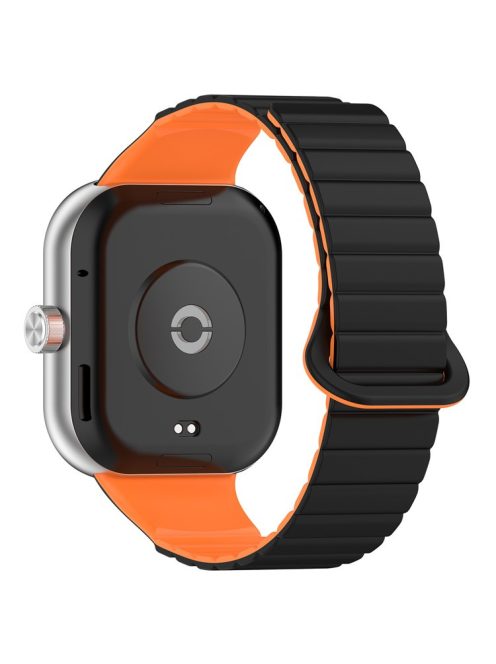 For Xiaomi Redmi Watch 4 / Smart Band 8 Pro Watch Band Dual Color Silicone Magnetic Wrist Strap - Black+Orange