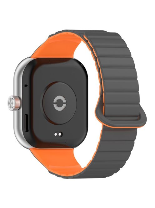 For Xiaomi Redmi Watch 4 / Smart Band 8 Pro Watch Band Dual Color Silicone Magnetic Wrist Strap - Grey+Orange