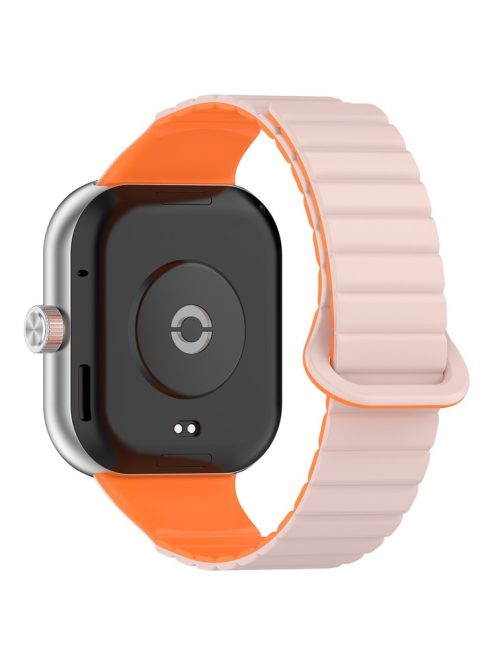 For Xiaomi Redmi Watch 4 / Smart Band 8 Pro Watch Band Dual Color Silicone Magnetic Wrist Strap - Pink+Orange