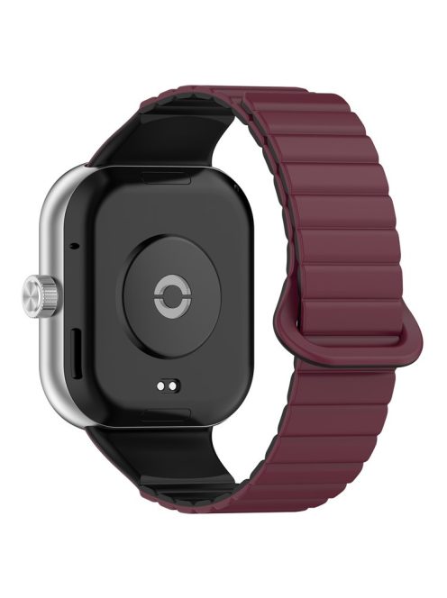 For Xiaomi Redmi Watch 4 / Smart Band 8 Pro Watch Band Dual Color Silicone Magnetic Wrist Strap - Wine Red+Black