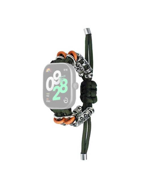 For Xiaomi Redmi Watch 4 Adjustable Watch Strap Bead Braided Nylon Band - Army Green