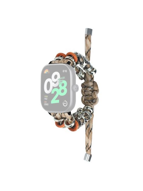 For Xiaomi Redmi Watch 4 Adjustable Watch Strap Bead Braided Nylon Band - Desert Camo