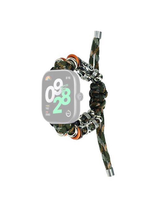 For Xiaomi Redmi Watch 4 Adjustable Watch Strap Bead Braided Nylon Band - Green Camo