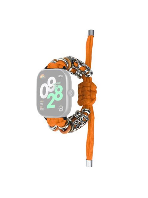 For Xiaomi Redmi Watch 4 Adjustable Watch Strap Bead Braided Nylon Band - Orange