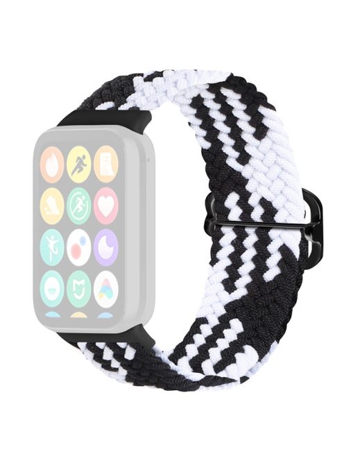 For Xiaomi Redmi Watch 4 Braided Band Adjustable Replacement Nylon Watch Strap - Black+White