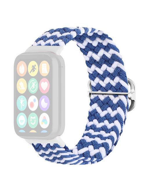 For Xiaomi Redmi Watch 4 Braided Band Adjustable Replacement Nylon Watch Strap - Blue+White