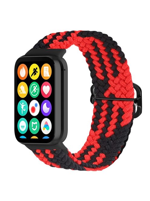 For Xiaomi Redmi Watch 4 Braided Band Adjustable Replacement Nylon Watch Strap - Red+Black