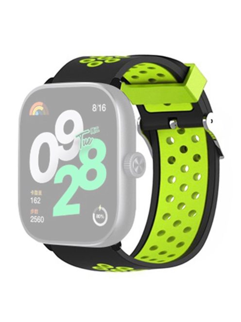 For Xiaomi Redmi Watch 4 Dual Color Silicone Watch Band Wrist Strap - Black+Green