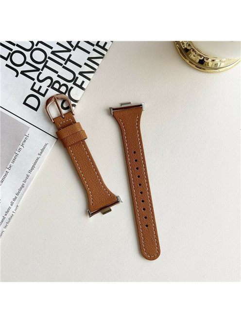 For Xiaomi Redmi Watch 4 Leather Strap with Pin Buckle Replacement Watch Bands - Brown