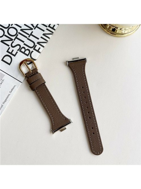 For Xiaomi Redmi Watch 4 Leather Strap with Pin Buckle Replacement Watch Bands - Coffee