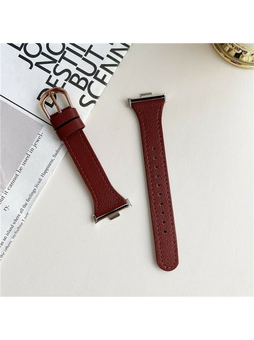 For Xiaomi Redmi Watch 4 Leather Strap with Pin Buckle Replacement Watch Bands - Red