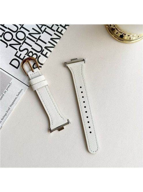 For Xiaomi Redmi Watch 4 Leather Strap with Pin Buckle Replacement Watch Bands - White