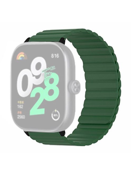 For Xiaomi Redmi Watch 4 Magnetic Silicone Watch Band Strap with Alloy Connector - Army Green