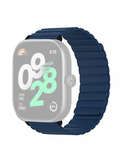 For Xiaomi Redmi Watch 4 Magnetic Silicone Watch Band Strap with Alloy Connector - Midnight Blue