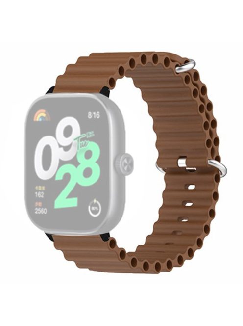 For Xiaomi Redmi Watch 4 Silicone Watch Band Wrist Strap with Alloy Connector - Brown