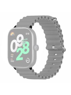   For Xiaomi Redmi Watch 4 Silicone Watch Band Wrist Strap with Alloy Connector - Grey