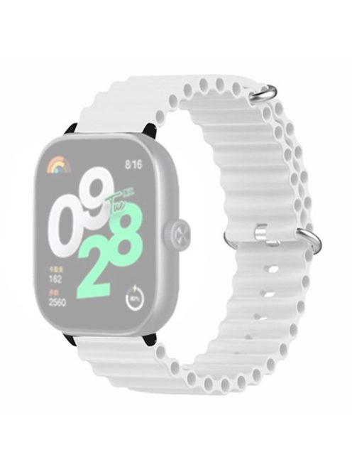 For Xiaomi Redmi Watch 4 Silicone Watch Band Wrist Strap with Alloy Connector - White