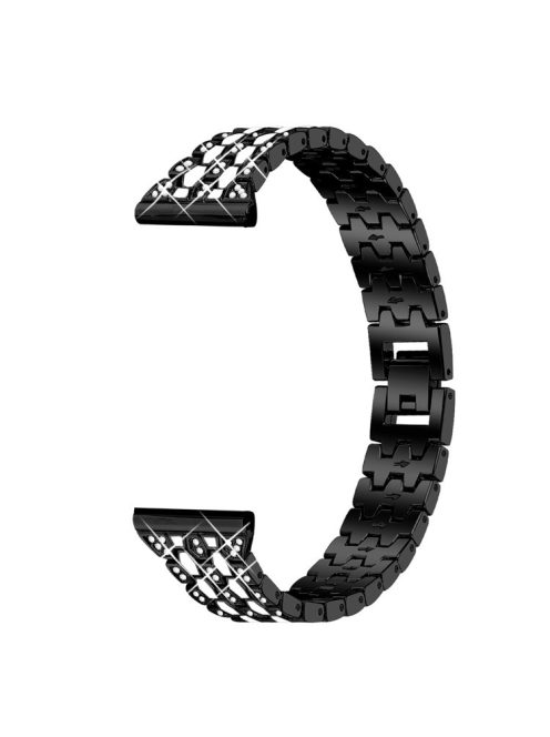 For Xiaomi Redmi Watch 4 Zinc Alloy Watch Band Rhinestones Decor Women Replacement Strap - Black+White