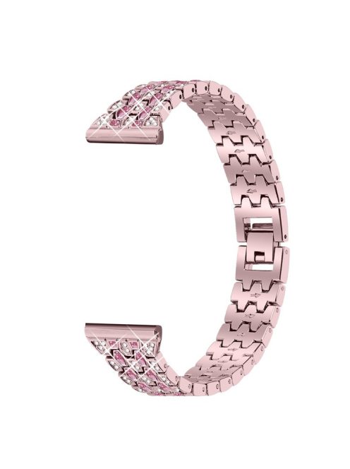 For Xiaomi Redmi Watch 4 Zinc Alloy Watch Band Rhinestones Decor Women Replacement Strap - Rose Pink+Rose