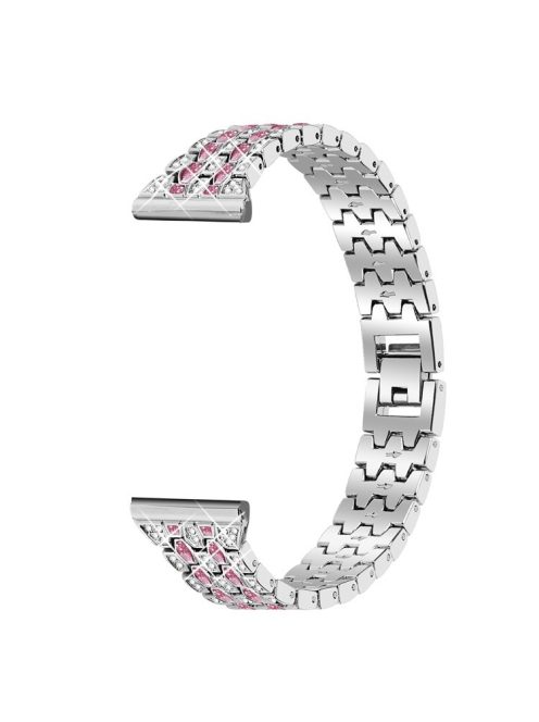 For Xiaomi Redmi Watch 4 Zinc Alloy Watch Band Rhinestones Decor Women Replacement Strap - Silver+Rose