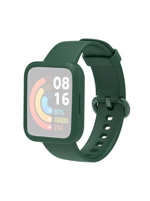 For Xiaomi Redmi Watch Replacement Strap 2-in-1 Watch Band+Watch Case Silicone Watch Band with Buckle - Dark Green / Dark Green