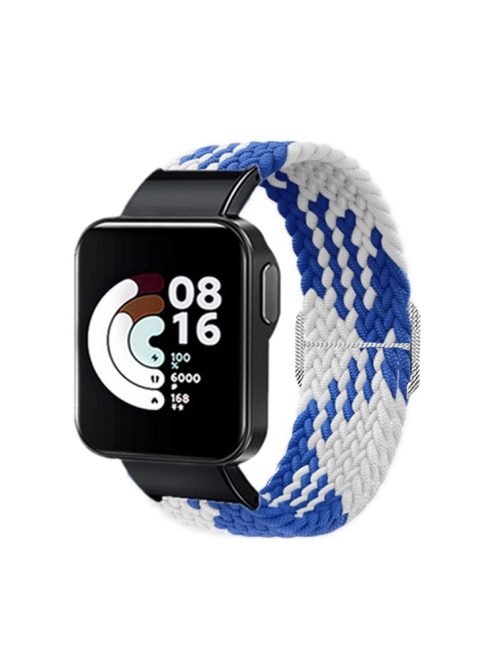 For Xiaomi Redmi Watch Replacement Wrist Strap Braided Nylon Elastic Watchband - Blue/White