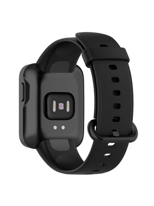 For Xiaomi Redmi Watch Soft Silicone Watch Band Litchi Texture Replacement Wristband Strap Accessories - Black