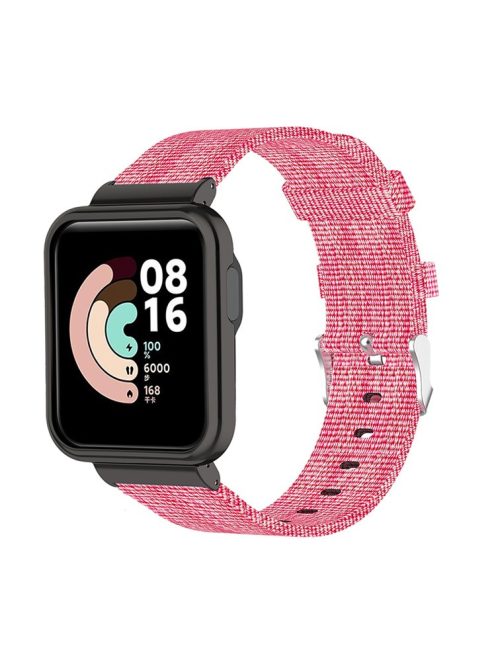 For Xiaomi Redmi Watch/Mi Watch Lite Nylon Canvas Smart Watch Band Adjustable Replacement Strap - Rose