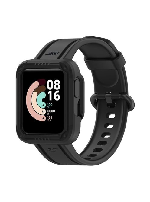 For Xiaomi Redmi Watch/Redmi Watch 2/Mi Watch Lite/Mi Watch Lite 2 Smart Watch Strap Soft Silicone Wrist Band with Watch Case - Black