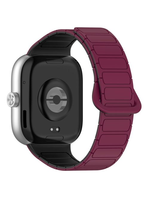 For Xiaomi Smart Band 8 Pro  /  Redmi Watch 4 Magnetic TPU Watch Strap Dual Color Strap - Wine Red+Black