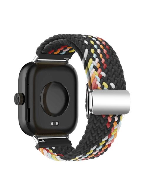 For Xiaomi Smart Band 8 Pro / Redmi Watch 4 Loop Strap Magnetic Buckle Woven Watch Band - Black+Rainbow