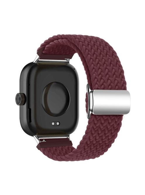 For Xiaomi Smart Band 8 Pro / Redmi Watch 4 Loop Strap Magnetic Buckle Woven Watch Band - Wine Red