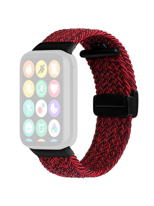 For Xiaomi Smart Band 8 Pro / Redmi Watch 4 Nylon Braided Band Magnetic Buckle Watch Strap - Black+Red