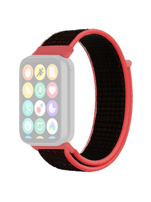 For Xiaomi Smart Band 8 Pro / Redmi Watch 4 Nylon Loop Watch Band Breathable Sport Strap - Red+Black