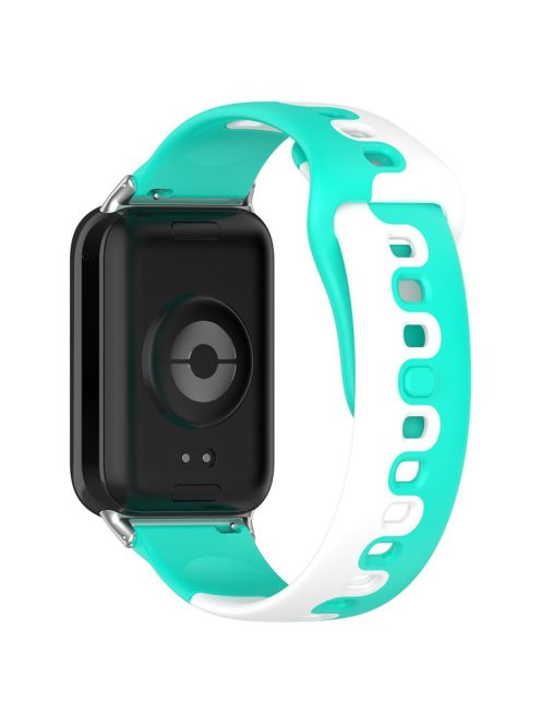 For Xiaomi Smart Band 8 Pro / Redmi Watch 4 Silicone Watch Strap Double Color Replacement Watch Band - Cyan+White