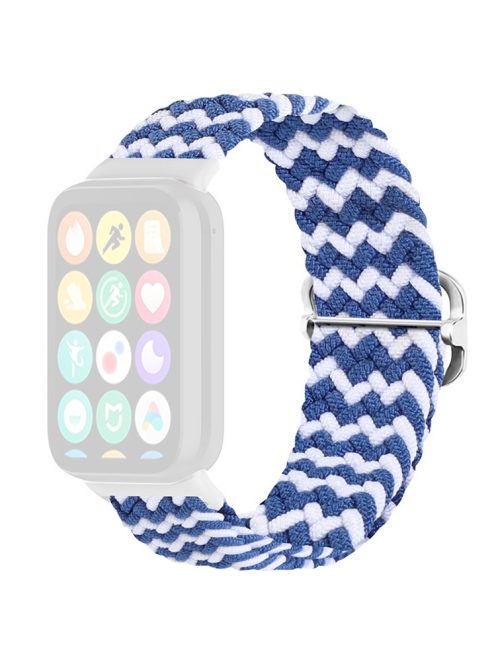 For Xiaomi Smart Band 8 Pro Nylon Watch Band Adjustable Woven Strap - Blue+White