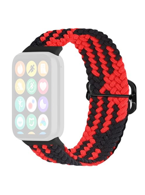 For Xiaomi Smart Band 8 Pro Nylon Watch Band Adjustable Woven Strap - Red+Black